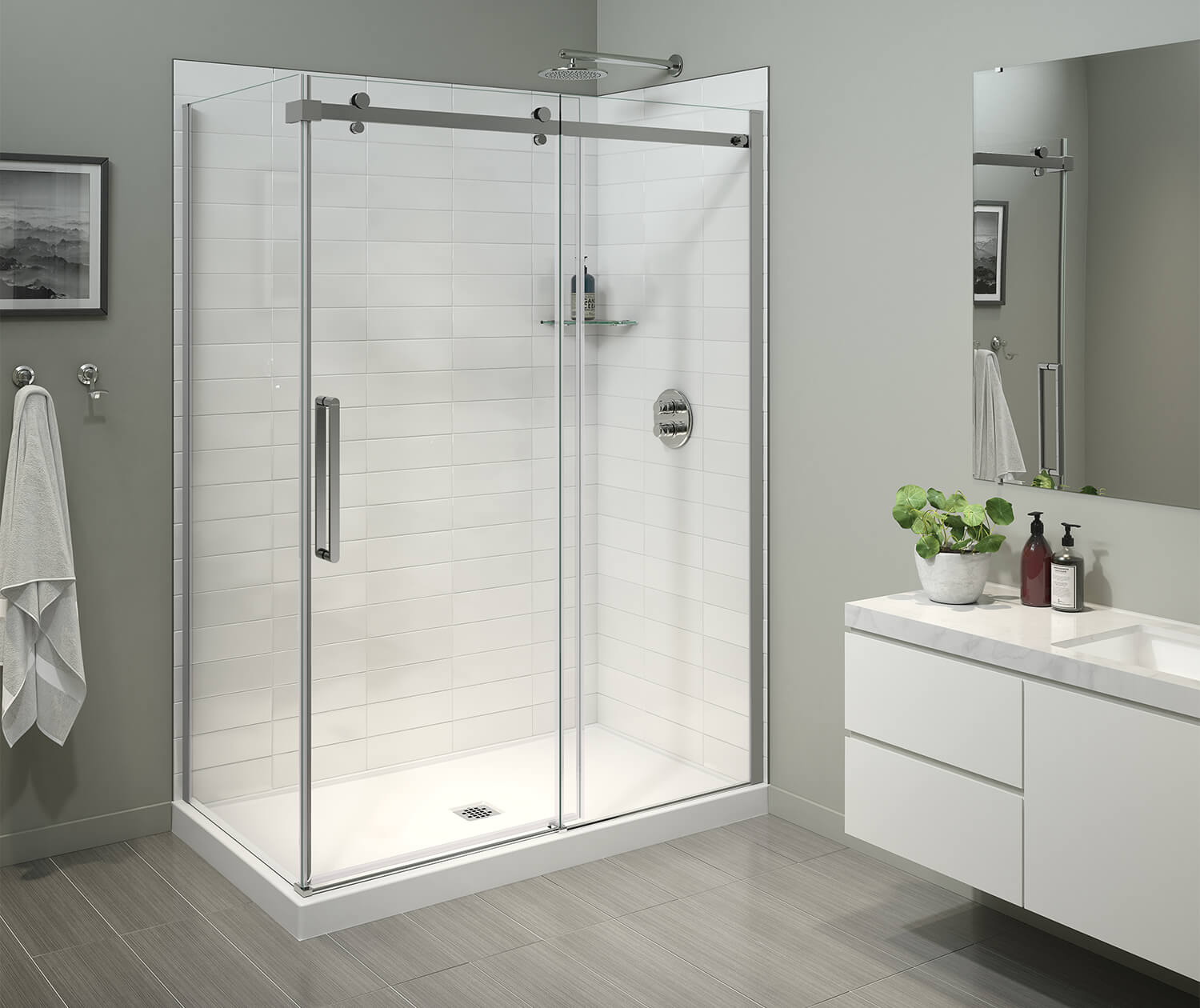 MAAX 138952-900-084-000 Halo Pro 56 ½-59 x 78 ¾ in. 8mm Sliding Shower Door for Alcove Installation with Clear glass in Chrome