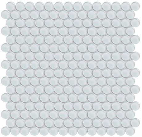 Anatolia Tile Element Ice Penny Round Glass Mosaics. 1 Sheet = .96 Sq. Ft. 3001-0044-0 (35-098)  - premium natural stone mosaic tile from Anatolia Tile, available at PoshHaus showroom in Keene, NH