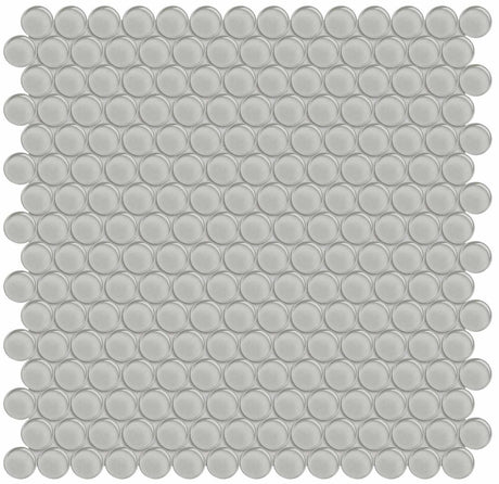 Anatolia Tile Element Mist Penny Round Glass Mosaics. 1 Sheet = .96 Sq. Ft. 3001-0055-0 (35-099)  - premium natural stone mosaic tile from Anatolia Tile, available at PoshHaus showroom in Keene, NH