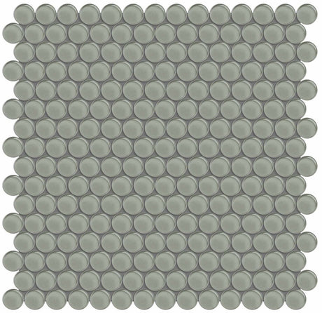 Anatolia Tile Element Smoke Penny Round Glass Mosaics. 1 Sheet = .96 Sq. Ft. 3001-0089-0 (35-100)  - premium natural stone mosaic tile from Anatolia Tile, available at PoshHaus showroom in Keene, NH