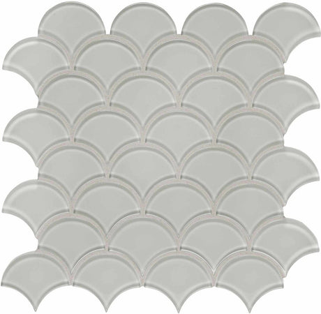 Anatolia Tile Element Glossy Mist Scallop Glass Mosaics 1 Sheet = .97 Sq. Ft. 3001-0056-0 (35-107)  - premium natural stone mosaic tile from Anatolia Tile, available at PoshHaus showroom in Keene, NH