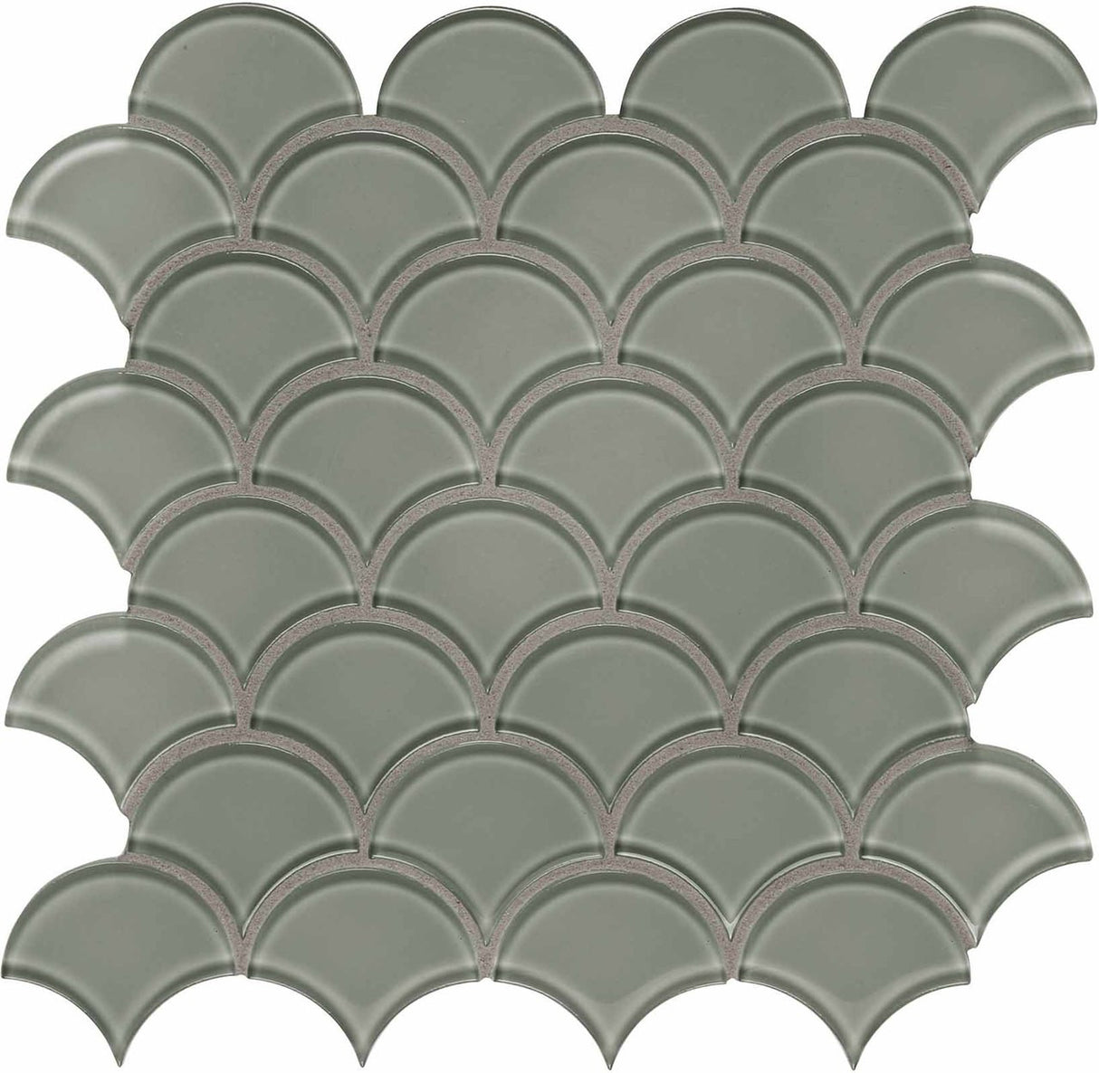 Anatolia Tile Element Glossy Smoke Scallop Glass Mosaics 1 Sheet = .97 Sq. Ft. 3001-0090-0 (35-108) - premium natural stone mosaic tile from Anatolia Tile, available at PoshHaus showroom in Keene, NH