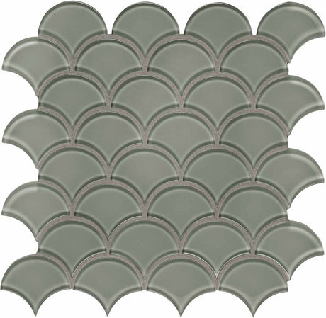 Anatolia Tile Element Glossy Smoke Scallop Glass Mosaics 1 Sheet = .97 Sq. Ft. 3001-0090-0 (35-108)  - premium natural stone mosaic tile from Anatolia Tile, available at PoshHaus showroom in Keene, NH