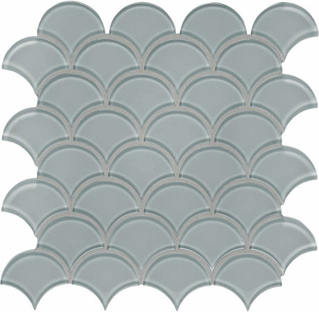 Anatolia Tile Element Glossy Shadow Scallop Glass Mosaics 1 Sheet = .97 Sq. Ft. 3001-0074-0 (35-112)  - premium natural stone mosaic tile from Anatolia Tile, available at PoshHaus showroom in Keene, NH