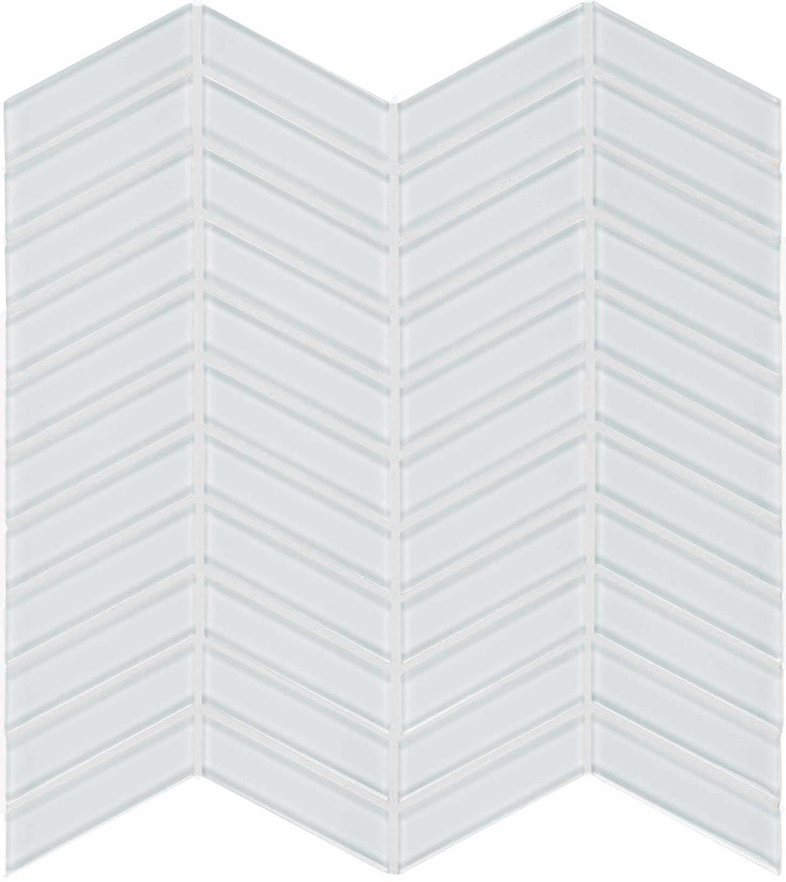 Anatolia Tile Element Ice Chevron Glass Mosaics. 1 Sheet = .96 Sq. Ft. 3001-0047-0 (35-122) - premium natural stone mosaic tile from Anatolia Tile, available at PoshHaus showroom in Keene, NH