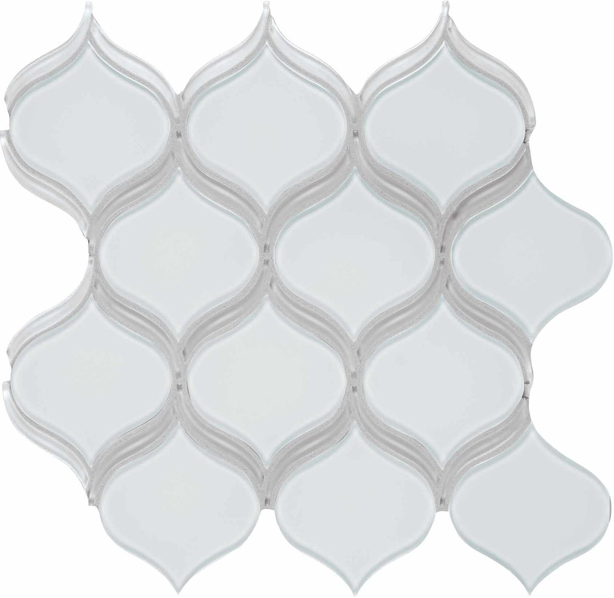 Anatolia Tile Element Ice Arabesque Glass Moaics. 1 Sheet = 1 Sq. Ft. 3001-0049-0 (35-138) - premium natural stone mosaic tile from Anatolia Tile, available at PoshHaus showroom in Keene, NH
