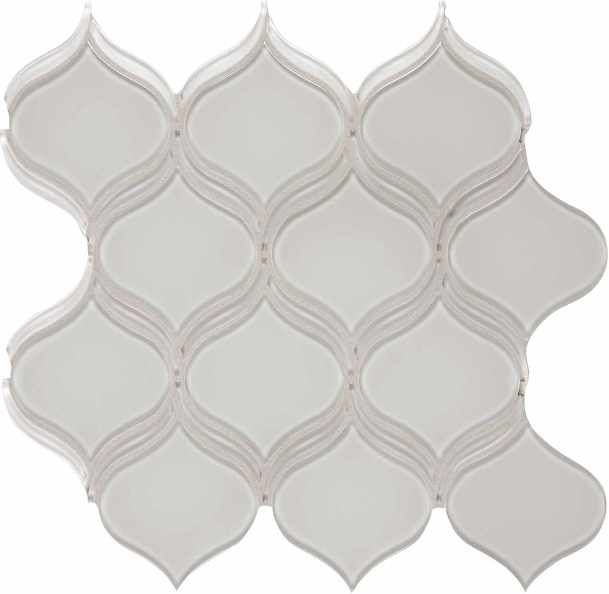 Anatolia Tile Element Mist Arabesque Glass Mosaics. 1 Sheet = 1 Sq. Ft. 3001-0060-0 (35-139) - premium natural stone mosaic tile from Anatolia Tile, available at PoshHaus showroom in Keene, NH
