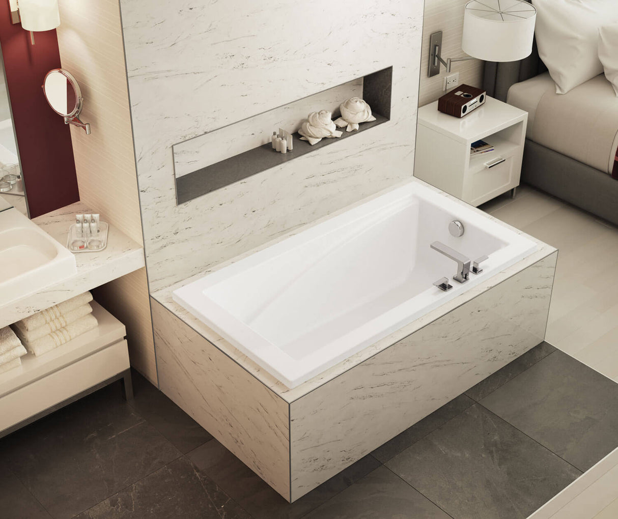 MAAX 410023-000-001-000 ModulR 6032 (With Armrests) Acrylic Drop-in End Drain Bathtub in White