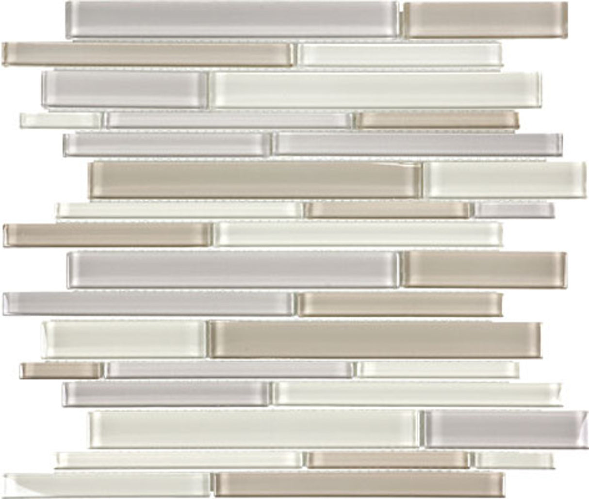 Anatolia Tile Element Natural Blend Random Strip Glossy Glass Mosaics. 1 Sheet = .96 Sq. Ft. 3001-0061-0 (35-064) - premium natural stone mosaic tile from Anatolia Tile, available at PoshHaus showroom in Keene, NH