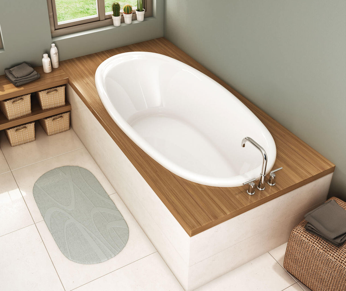 MAAX 106168-097-001 Saturna 7236 Acrylic Drop-in End Drain Combined Whirlpool & Aeroeffect Bathtub in White