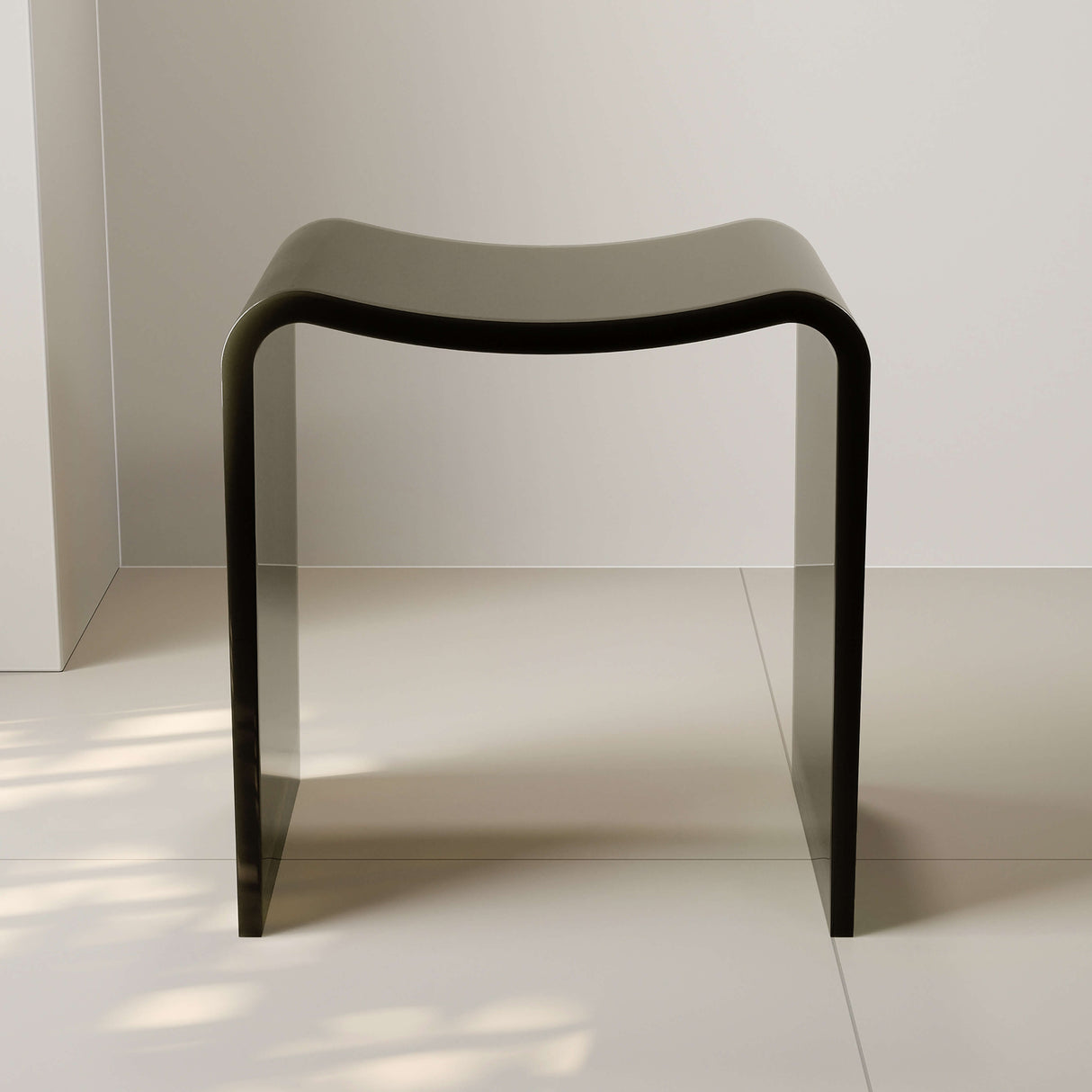 New England Home Goods Rainier 16" Shower Stool in White - Stone Resin Solid Surface