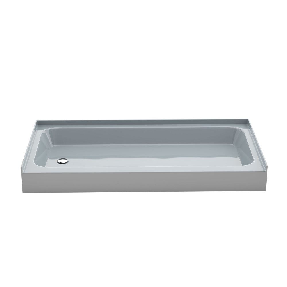 Voltaire 60 x 30 Shower Pan Base with Left Drain in Glossy Gray
