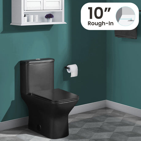 Carre One Piece Square Toilet Dual Flush 1.1/1.6 gpf with 10" Rough-In, Matte Black