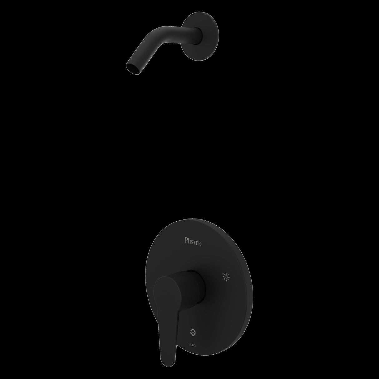 Pfirst Series 1-Handle Shower, Trim Only Less Showerhead in Matte Black