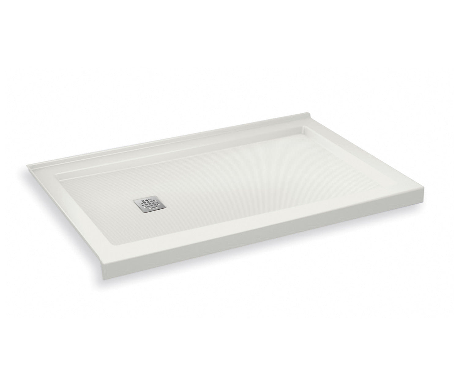 MAAX 420006-542-001-101 B3Square 6036 Acrylic Corner Left Shower Base in White with Anti-slip Bottom with Center Drain