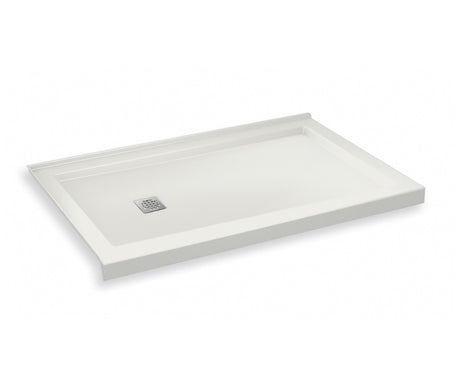 MAAX 420006-542-001-101 B3Square 6036 Acrylic Corner Left Shower Base in White with Anti-slip Bottom with Center Drain