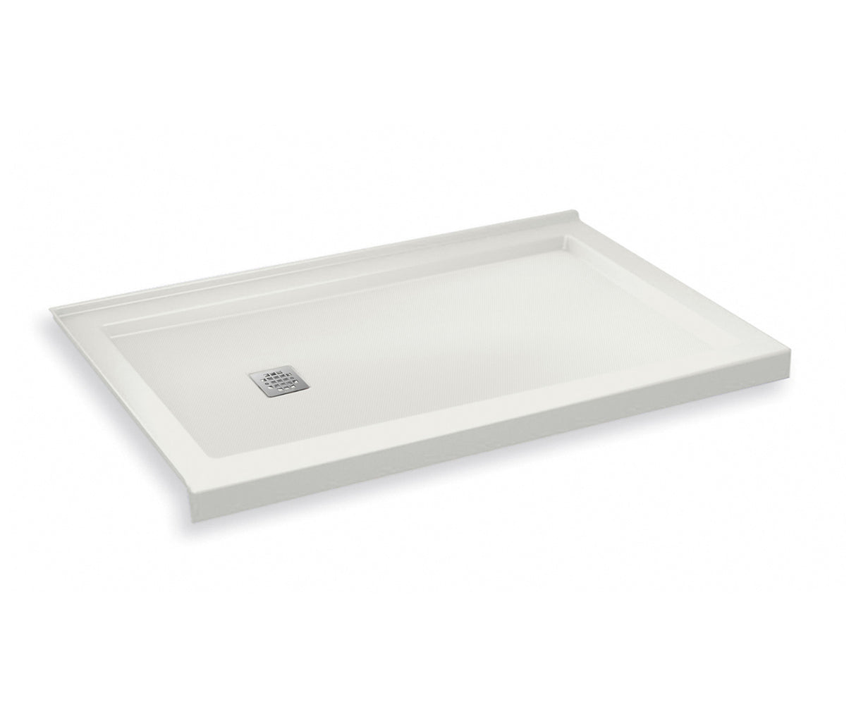 MAAX 420006-542-001-104 B3Square 6036 Acrylic Corner Left Shower Base in White with Anti-slip Bottom with Left-Hand Drain