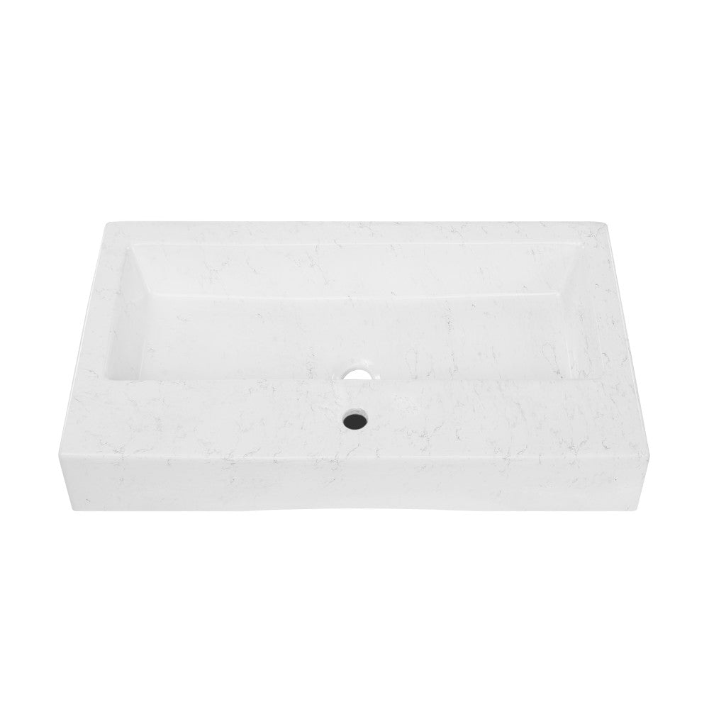 Voltaire Wide Rectangle Vessel Sink in Static Marble