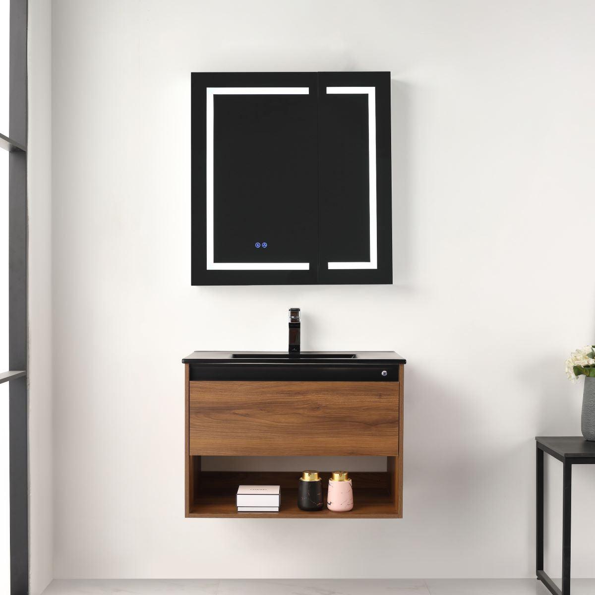 Blossom Bergen 30" Vanity with Dual LED Illumination - Adjustable Lighting and Sleek Storage Design