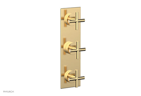 Phylrich 4-029-004 TRANSITION - 3/4" Thermostatic Valve with Two Volume Control, Cross Handles 4-029 - Satin Brass