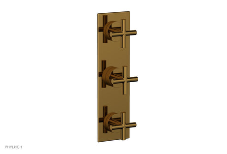 Phylrich 4-029-002 TRANSITION - 3/4" Thermostatic Valve with Two Volume Control, Cross Handles 4-029 - French Brass