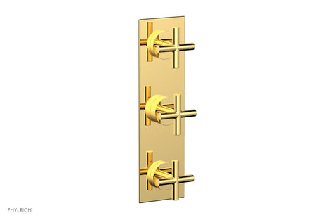 Phylrich 4-029-025 TRANSITION - 3/4" Thermostatic Valve with Two Volume Control, Cross Handles 4-029 - Polished Gold