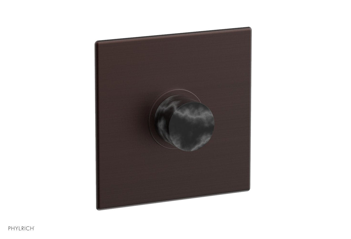 Phylrich 4-186-05WX030 BASIC II Pressure Balance Square Shower Plate & Black Marble Handle Trim 4-186 - Weathered Copper