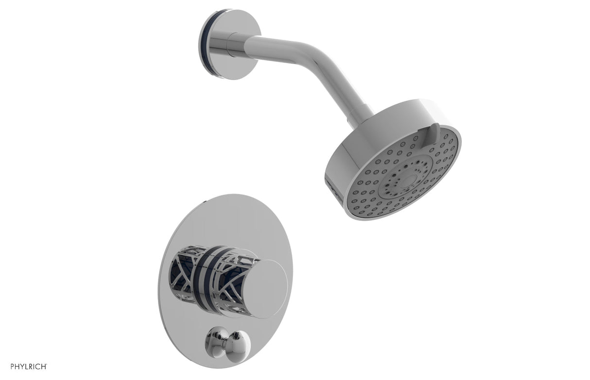 Phylrich 4-677-026X044 JOLIE Pressure Balance Shower and Diverter Set (Less Spout), Round Handle with "Navy Blue" Accents 4-677
