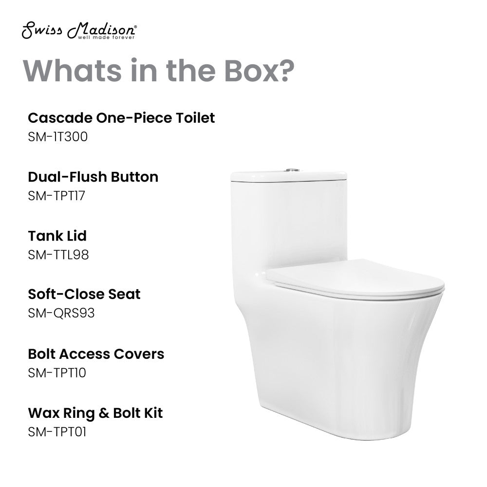 Cascade One-Piece Compact Toilet Dual-Flush 1.1/1.6”