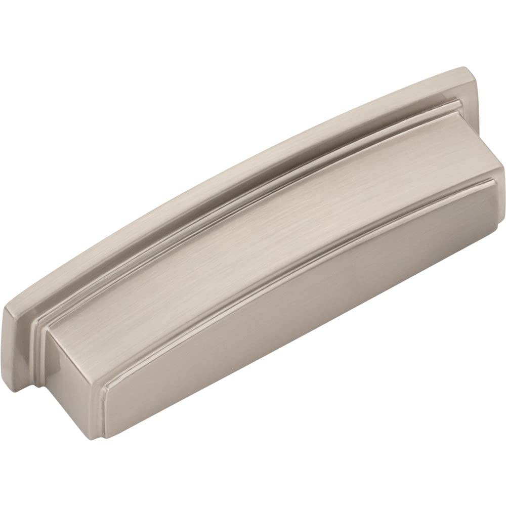 Jeffrey Alexander 141-96SN 96 mm Center Satin Nickel Square-to-Center Square Renzo Cabinet Cup Pull