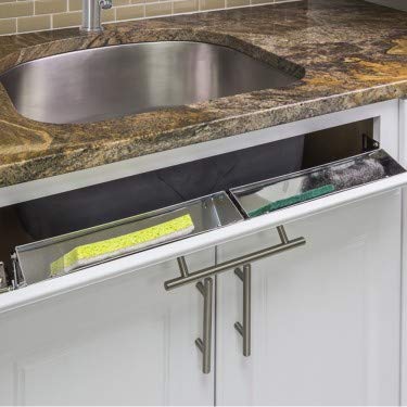 Hardware Resources TOSS14S-R 14-13/16" Slim Depth Stainless Steel Tip-Out Tray Kit for Sink Front