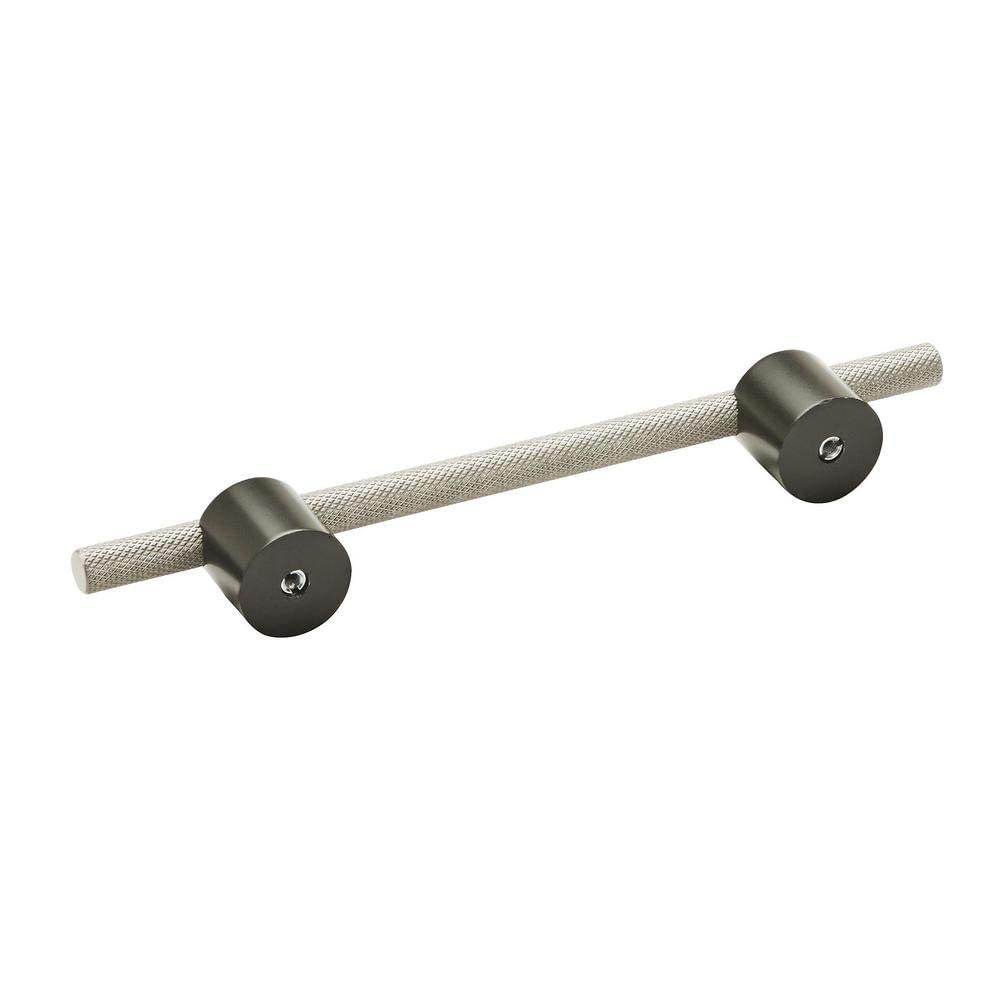 Amerock Cabinet Pull Matte Black/Silver Champagne 5-1/16 inch (128 mm) Center to Center Transcendent 1 Pack Drawer Pull Drawer Handle Cabinet Hardware
