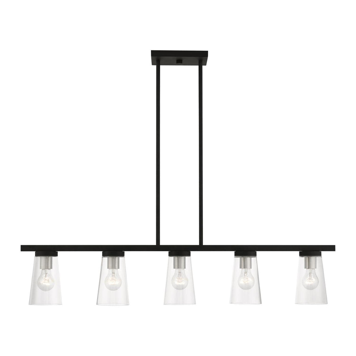 Cityview 5 Light Linear Chandelier in Black with Brushed Nickel (46715-04)