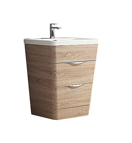 Fresca FCB8525WK-I Fresca Milano 26" White Oak Modern Bathroom Cabinet w/ Integrated Sink