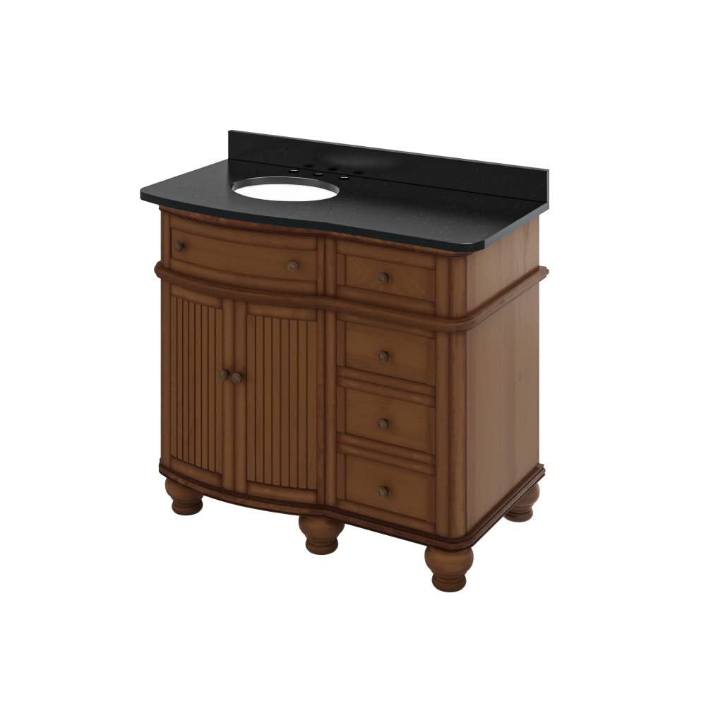 Jeffrey Alexander VKITCOM48WABGO 48" Walnut Compton Vanity, Compton-only Black Granite Vanity Top, undermount oval bowl