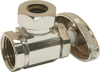 BrassCraft Quarter Turn Inlet x 7/16 in. & 1/2 in. OD Slip-Joint Outlet 1/4-Turn Angle Ball Stop, 1/2"Fip X1/2", Chrome