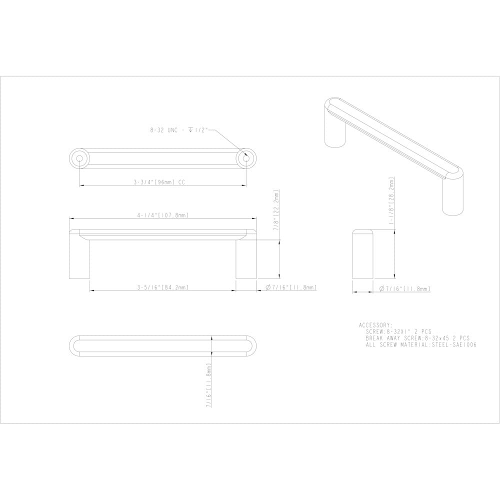 Elements 105-96BG 96 mm Center-to-Center Brushed Gold Gibson Cabinet Pull