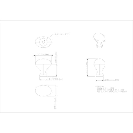 Elements 897MB 1-1/8" Overall Length Matte Black Oval Merryville Cabinet Knob