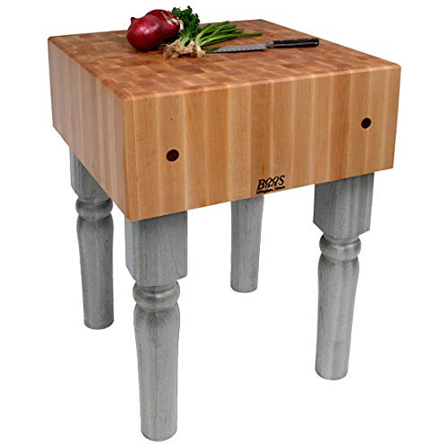 John Boos AB01-SG AB Series Block with 10" Thick Hard Maple Top, 18" W x D 34" H, Slate Gray BLOCK 18X18X10-