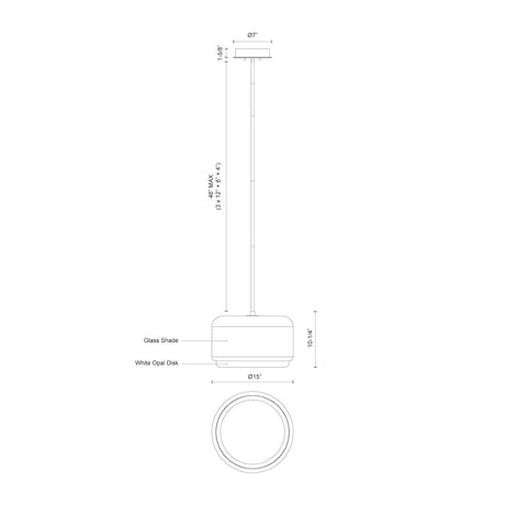 Kuzco PD70615-SM/BN ENKEL 15" PD Smoked/Brushed Nickel 120V TRIAC/ELV LED 3000K 90CRI 39W