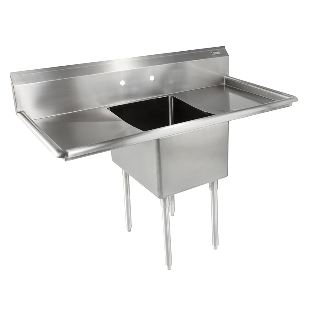 John Boos E1S8-15-14T15 E-Series Single Compartment Sink with 15"W x 15" Front to Back 14" Deep Bowl & Left and Right Drainboard