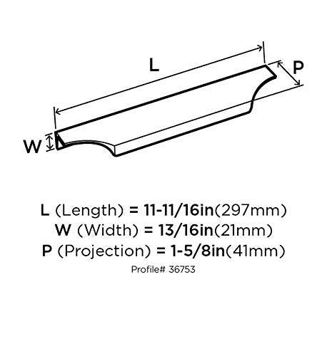 Amerock Cabinet Edge Pull Polished Nickel 8-9/16 inch (217 mm) Center to Center Extent 1 Pack Drawer Pull Drawer Handle Cabinet Hardware