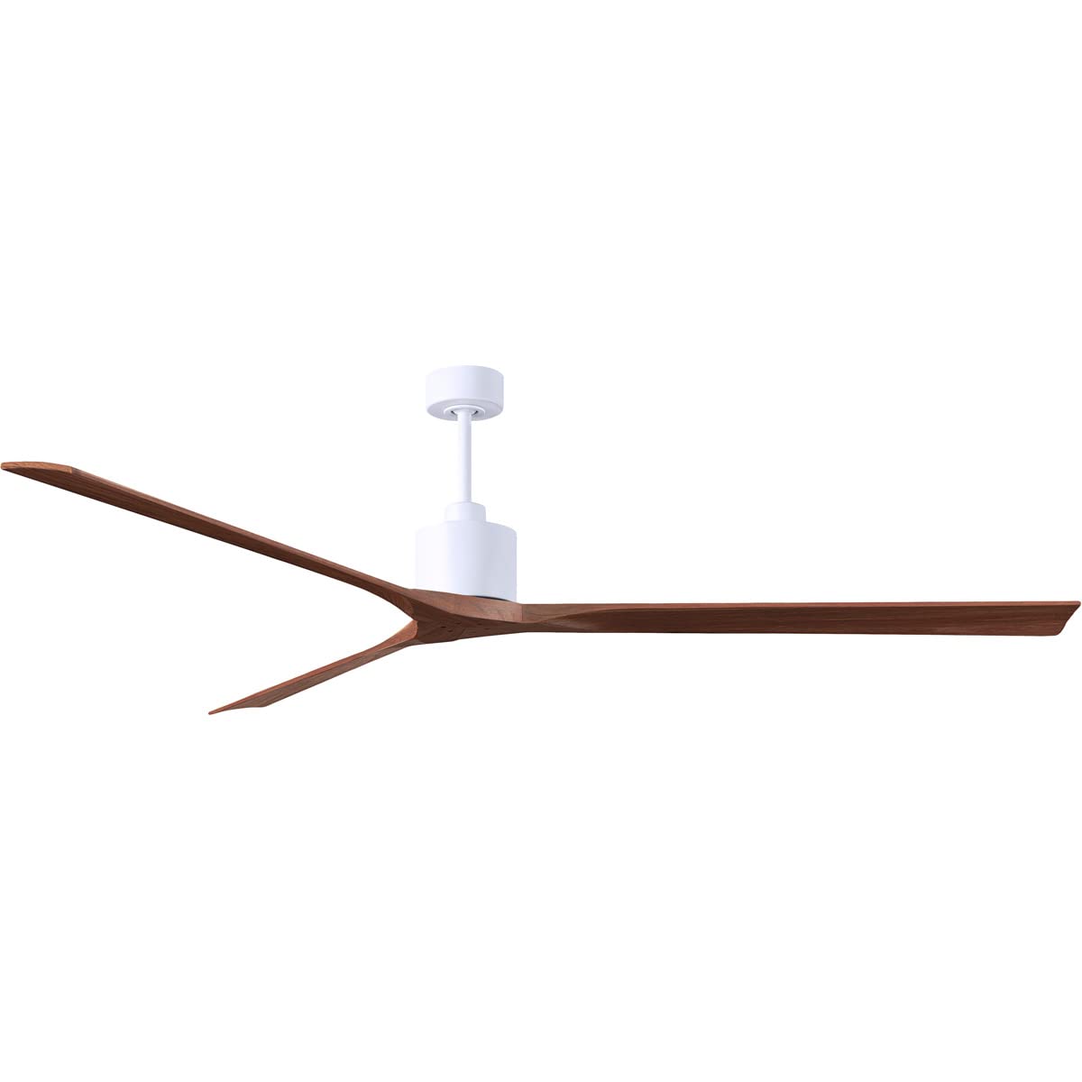 Matthews Fan NKXL-MWH-WA-90 Nan XL 6-speed ceiling fan in Matte White finish with 90” solid walnut tone wood blades