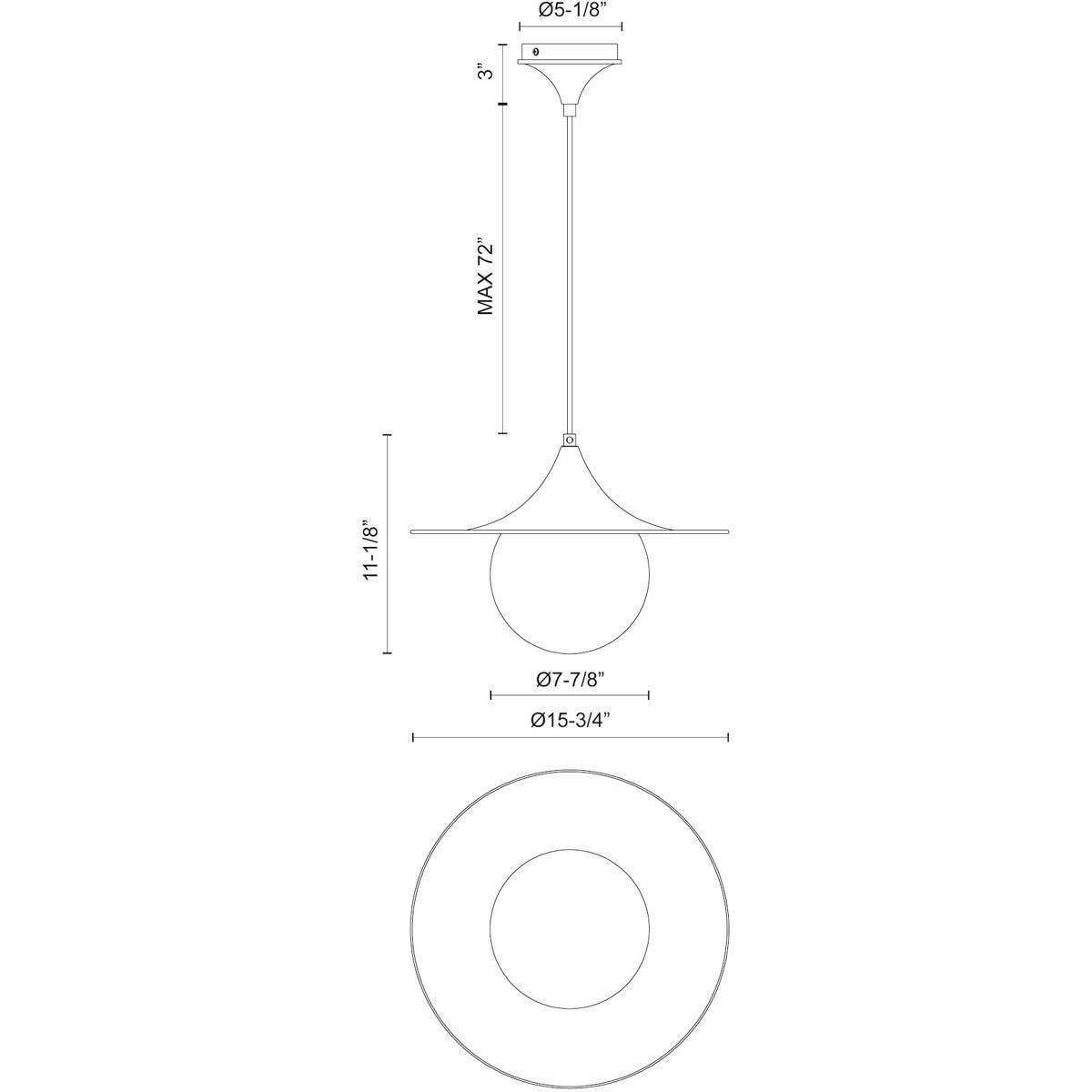 Alora PD525216MBOP FUJI 16" PD MATTE BLACK OPAL GLASS CORD 72 1X60W E26