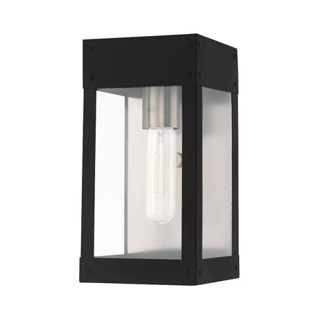 Livex Lighting 20871-76 Barrett - One Light Outdoor Wall Lantern with Clear Glass, Choose Finish: Scandinavian Gray Finish