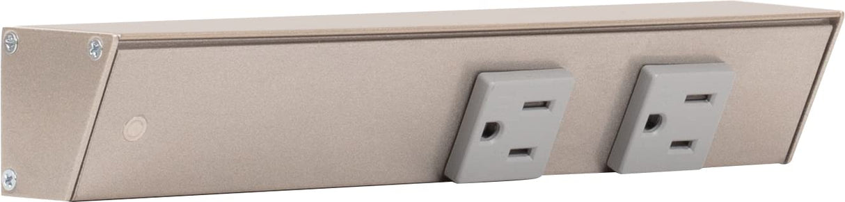 Task Lighting APT9-2G-P-SN-L 9" APT Series Slim Angle Power Strip, Left Entry, Satin Nickel Finish, Grey Receptacles
