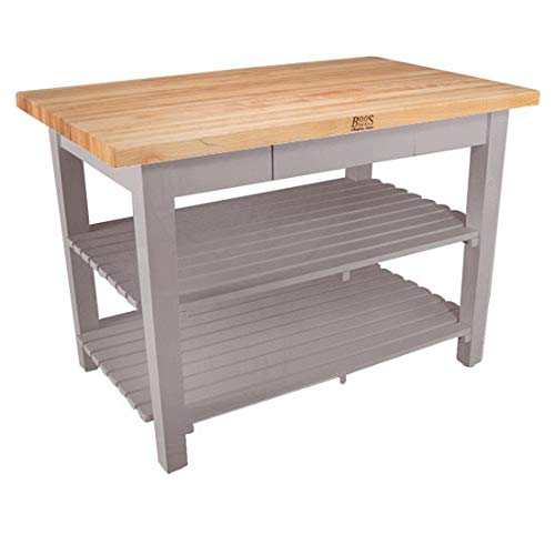 John Boos C3624-D-2S-UG Classic Country Worktable, 36" W x 24" D 35" H, with Drawer and 2 Shelves, Useful Gray Stain