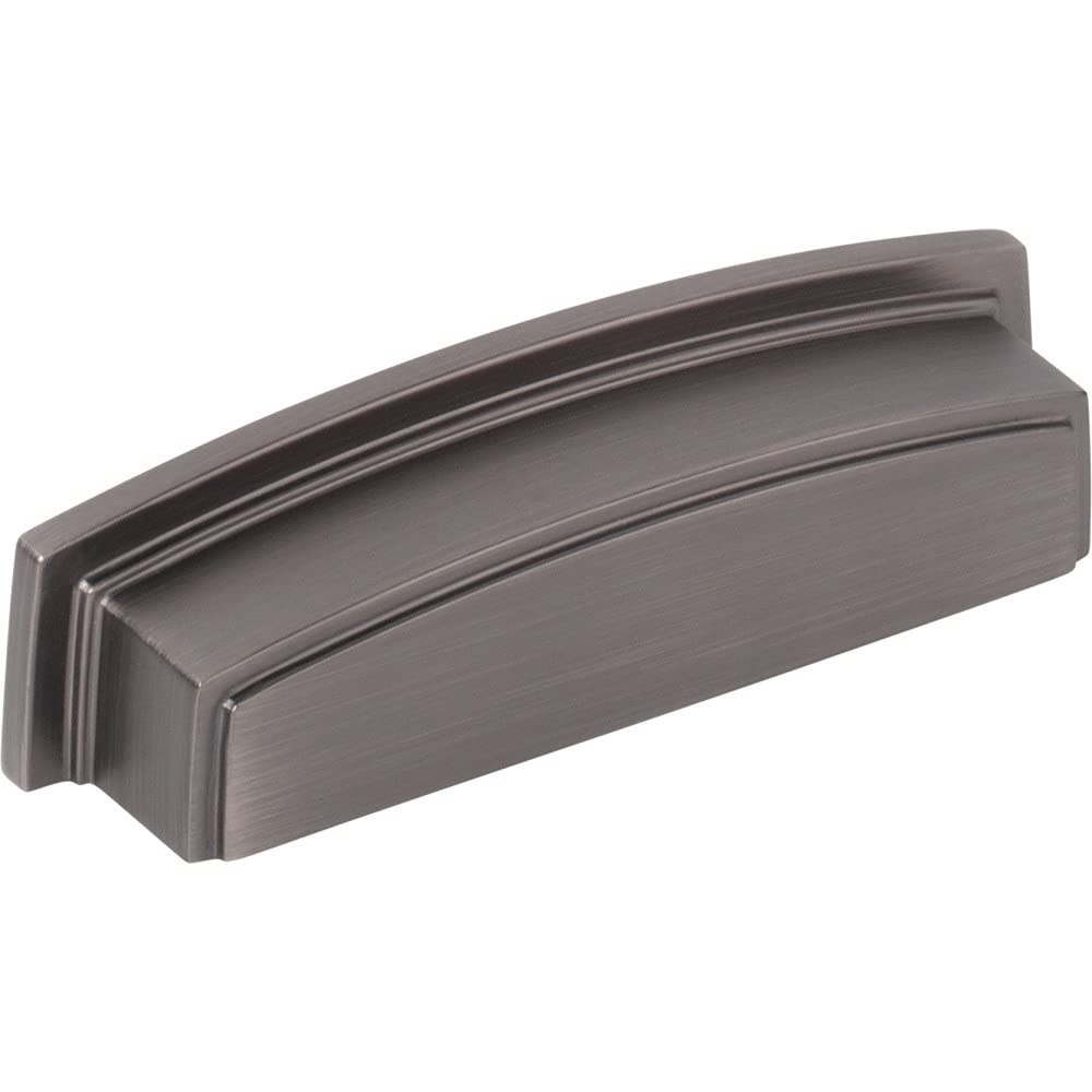 Jeffrey Alexander 141-96BNBDL 96 mm Center Brushed Pewter Square-to-Center Square Renzo Cabinet Cup Pull