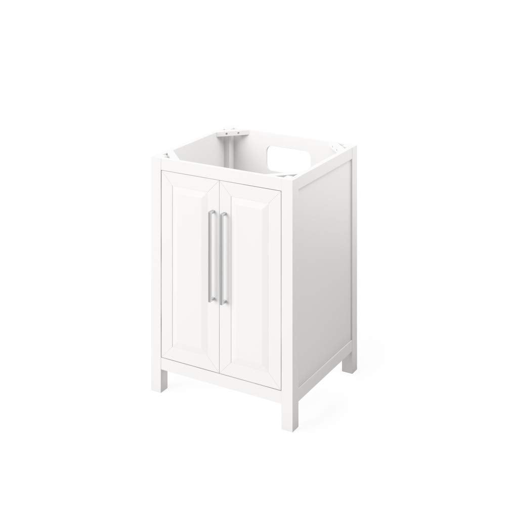 Jeffrey Alexander VKITCAD24WHWCR 24" White Cade Vanity, White Carrara Marble Vanity Top, undermount rectangle bowl
