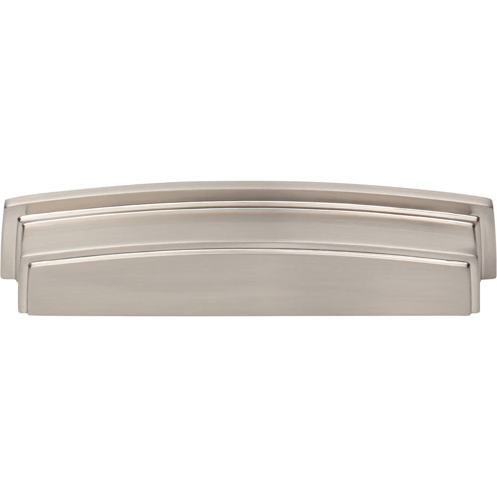 Jeffrey Alexander 141-128SN 128 mm Center Satin Nickel Square-to-Center Square Renzo Cabinet Cup Pull